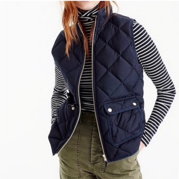 J.Crew Navy Quilted Vest in Navy with Gold Accents - Picture 2 of 8